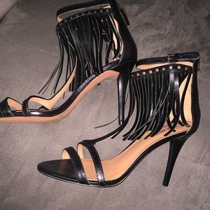 Nine West fringe ankle strap heels